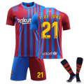 Pikkukuva 1 / 2: 2022 Barcelona Kotipaita Set Lapsille Aikuisille Jalkapallo Jalkapallopaita Trainin Paita Puku No.21 F.DE JONE M