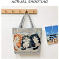 Miniatyrbild 5 av 5: AVEKI Canvas Tote Bag för kvinnor, återanvändbar shoppingväska, bärbar axelväska, skolväska, vit-1