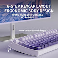 Pikkukuva 5 / 6: V97 Söpö Kermainen Näppäimistö, Bluetooth/2.4GHz Pelikäyttöön Langaton RGB-Taustavalaistuksella, Media-Nappi, Kaareva Runko, Ladattava Hiljainen Tietokoneen Näppäimistö Purple