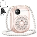 Miniatyrbillede 1 af 7: Bærbar Stemmeforstærker med Ledning Mikrofon og Højttaler, PA-System Stemmeforstærker med Mikrofon Headset til Lærere, Tale, Turguider, Trænere Pink