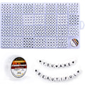 Miniatyrbillede 1 af 6: 1400 stk. bogstavperler, 4x7 mm akrylperler, perler til smykkefremstilling, perler til armbåndsfremstilling, alfabetperler, i 28 gitterboks (hvid og sort) Black Letters & White Base