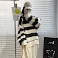 Miniatyrbild 2 av 3: Damtröjor Casual Lång Lykta Ärm Besättning Hals Stickad Pullover Randig Jumper Toppar Blus