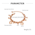 Miniatyrbillede 3 af 4: Rosaguldbelagt rustfrit stål hjerte charme kæde led armbånd, dame smykker, gaver til piger og kvinder