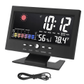 Miniatyrbild 1 av 6: Väderprognos Klocka ABS LED Färgskärm Multifunktionell Temperatur Fuktighet Väckarklocka Svart