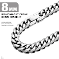 Miniatyrbilde 4 av 7: Gull Diamanthugget Miami Cuban Link Kjedearmbånd for Menn Kvinner, 8mm 18K Gullbelagt Rustfritt Stål Curb Chain Armbånd