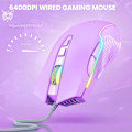 Miniatyrbilde 4 av 8: RGB Spillmus Trådløs, USB Optisk Datamus med RGB Bakgrunnsbelysning, 6 Justerbare DPI Opptil 6400, med 7 Programmerbare Knapper Lilac