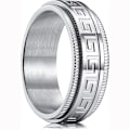 Miniatyrbilde 1 av 3: Intertwine Black Blue Rustfritt Stål 8mm Ringer for Menn Spinner Fidget Ring Angst Ring for Menn Curb Chain Inlay-10