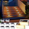 Solcellelamper til udendørs, solcellehegnslamper, solcellelamper til udendørs brug, vandtætte med 9 LED, solcelledæklamper til trin, have, baggård, terrasse, gårdhave, væg Warm Light10