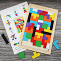 Miniatyrbillede 2 af 6: Træ Tetris Variation Blokke Intellektuelle Byggeklodser Puslespil