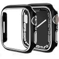 Miniatyrbilde 1 av 5: For Apple Watch Series 7 45mm, Hard Plated PC Frame Case Slim All-Around Bumper Case for Apple Watch Series 7 Black and silver