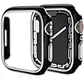 Miniatyrbillede 1 af 5: Hårdbelagt PC-ramme etui til Apple Watch Series 7 45mm, tyndt allround-stødabsorberende etui til Apple Watch Series 7 sort og sølv