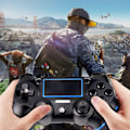 Miniatyrbillede 5 af 5: PS4-controller, trådløs Bluetooth-gamepad, [opgraderet version] Touch Panel-gamepad USB-kabel med dobbelt vibration og lydfunktion Anti-Slip Grip fo