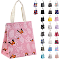 Miniatyrbild 1 av 6: Isolerad lunchväska för kvinnor, hållbar, bredöppningsbar, hopfällbar och bärbar lunchväska med innerfickor, vattentät, termisk lunchkylare för vuxna Pink Butterflies