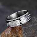 Miniatyrbilde 3 av 3: Intertwine Black Blue Rustfritt Stål 8mm Ringer for Menn Spinner Fidget Ring Angst Ring for Menn Curb Chain Inlay-10