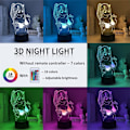 Miniatyrbilde 2 av 7: 3D Illusionslampe Zero Two 02 Anime RGB 16 Farger med Fjernkontroll LED Nattelys Barn Jenter Soverom Dekor Sengelampe