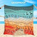Miniatyrbillede 4 af 6: Strandtæppe, sandtæt strandmåtte, vandtæt hurtigtørrende letvægts Aztec picnicmåtte 200 x 210 cm til 2-4 voksne med lomme