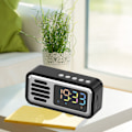 Miniatyrbild 4 av 5: Innovativ retro Bluetooth-högtalare, bärbar, trådlös bordslarm med LED-färgskärm Black Silver