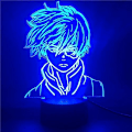 Miniatyrbilde 1 av 7: Anime Lampe Nattlys Illusionslys My Hero Academia Shoto Todoroki 3D for Barnerom LED Barn Julegave Sengelampe Fargerik Bursdagslampe Ni