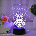 Miniatyrbilde 5 av 7: Anime Geng 3D LED nattlampe med USB-tilkobling, 7 farger berørings-/fjernkontroll, 16 farger romdekor, lampe for barn, jule- og bursdagsgaver til gutter og jenter