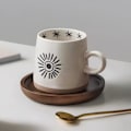 Miniatyrbillede 4 af 8: Keramiske Måne og Sol Kaffe Krus, Porcelæn Kaffe Krus, Keramiske Kopper til Latte