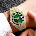 Miniatyrbillede 2 af 3: Herre Diamant Ur Mode Krystal Rhinestone Quartz Analog Ur Is Ur Armbåndsur