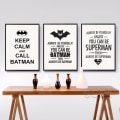 Miniatyrbilde 1 av 5: Wekity Svart-hvitt Superman veggkunst lerretstrykk plakat, enkel mote svart-hvitt kunsttegning dekor for hjem stue soverom kontor,C