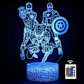 Miniatyrbillede 1 af 7: Superhelt 3D Natlampe, 3D Illusion Lampe med 16 Farveændringer Fjernbetjening, USB Bærbar Berørings LED Natlampe, Julegave Fødselsdagsgave