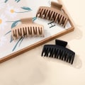 Miniatyrbillede 6 af 6: 3 stk. store dobbelte rækker tænder hårklo klip 3,5\" mellemstore hårklemmer til tykt langt hår klip hår tilbehør (neutral)