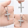 Miniatyrbillede 2 af 6: AVEKI Reb Winding Cross Cremation Ashes Urn Pendant Halskæde Minde Keepsake Smykker Herrens Bøn Cross Ashes Halskæder, Sølv