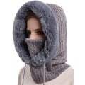 Miniatyrbilde 3 av 4: Kvinners Enkeltstykke Slouchy Fleece Lue Hodeplagg Skjerf Maske Snøring Varm Hette Vinter Balaclava Genser Strikket Lue