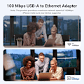 Miniatyrbillede 4 af 9: UGREEN USB-A til Ethernet-adapter, 10/100 Mbps netværksadapter, RJ45 kablet LAN-internetadapter til bærbar PC, sort