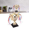 Miniatyrbild 3 av 6: Retro klocka Livsliknande trofémodell Dekorativ liten skrivbordsväckarklocka för sovsal Sovrum Vardagsrum Gold