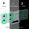 Miniatyrbild 4 av 6: Uppgraderad modern 3D-väckarklocka, LED digital skrivbordsväckarklocka för kök, sovrum, kontor, modern design 9,7 tum LED vitt nattljus dekor vägg