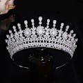 Miniatyrbillede 3 af 8: Cubic Zirconia Brudesløjfe til Bryllup Prinsesse Dronning Tiara Høj Fest Pageant Hårpynt Sød 16 Hårtilbehør