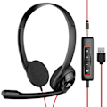Miniatyrbild 1 av 7: HW02 USB-datorheadset med tydlig chattmikrofon, lättviktigt on-ear trådbundet headset för MS Teams, Skype, webbinarier, callcenter och mer (svart)