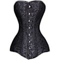 Miniatyrbillede 1 af 8: Kvinde 26 Stålbenet Bomuld Lang Overkrop Timeglas Krop Shaper Korset Satin Black XXL