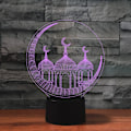 Miniatyrbillede 2 af 7: 3D Islamisk Arkitektur Fjernbetjening 16 Farve Natlys Illusion Akryl LED Bord Sengelampe Børneværelse Skrivebords Dekoration Fødselsdagsgaver Legetøj