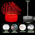 Miniatyrbilde 4 av 7: 3D Bil Nattelys, 16 Fargeendringer, Justerbar Fjernkontroll/Smart Berøring, 4 stk 3D Hologram Illusionslampe, Sportsbil USB-lys (Reiseverktøy)