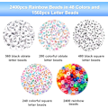 Miniatyrbillede 3 af 6: 3960 stk. Ponyperler til venskab armbånd fremstillingssæt 48 farver Kandi perler sæt, 2400 stk. Plast regnbue bulk og 1560 stk. Bogstavperler med 20 meter