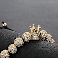 Pikkukuva 5 / 6: Luksus CZ Imperial Crown -punotut kuparirannekkeet 8 mm:n mikropave-kuutiosirkoniumhelmillä Pulseira Bangle -riipuskoru miehille