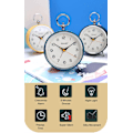 Miniatyrbild 3 av 9: SAYTAY Analog Klocka Larm Klocka Icke Ticking med Nattljus Snooze Funktion Tyst Rund Retro Batteridriven Crescendo 4 tum Liten Enkelt Design Bord