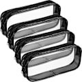 Miniatyrbillede 1 af 6: WJSM4 stk. gennemsigtig PVC lynlås penne- og blyantsetui, stort penalhus, makeup-pung (sort) Black