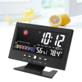 Miniatyrbild 4 av 6: Väderprognos Klocka ABS LED Färgskärm Multifunktionell Temperatur Fuktighet Väckarklocka Svart