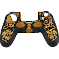 Miniatyrbilde 1 av 7: Spillkontrollhud Grip Deksel Case, Myk Silikon Case, Hud Grip Shell Deksel for PlayStation 4 PS4 Kontroll Black-Yellow