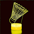 Miniatyrbillede 4 af 5: 3D Badminton Natlampe Illusion 7 Farveskiftende Berøringskontakt Bordskrive Dekorationslamper Gave med Akryl Flad ABS Base USB Kabel Legetøj