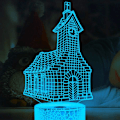 Miniatyrbillede 2 af 4: 3D Kirkehus Natlys Lampe Illusion Led 7 Farve Skiftende Berøringskontakt Bord Skrivebord Dekoration Lamper Gave med Akryl Flad ABS Base USB Kabel Legetøj