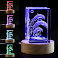 Miniatyrbilde 1 av 3: 3D Krystall Delfin Figur Nattlys med LED Lys Base, Bursdagsgave til Barn Kvinner Unik, Thanksgiving Jul