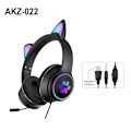 Miniatyrbillede 3 af 5: Støjreduktion med hvede RGB lysende katteøre headset kablet headset spil computer læring headset