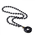 Pikkukuva 1 / 4: Luonnollinen obsidiaanidonitsi Rauhan solki PIXIU Amuletti Kaulakoru Riippuva luonnollisella helmiketjulla miehille Miehet（Obsidiaani）