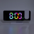 Miniatyrbild 2 av 6: Digital spegelklocka med stor display RGB färgglad gradient projektionsväckarklocka för hem sovrum vit